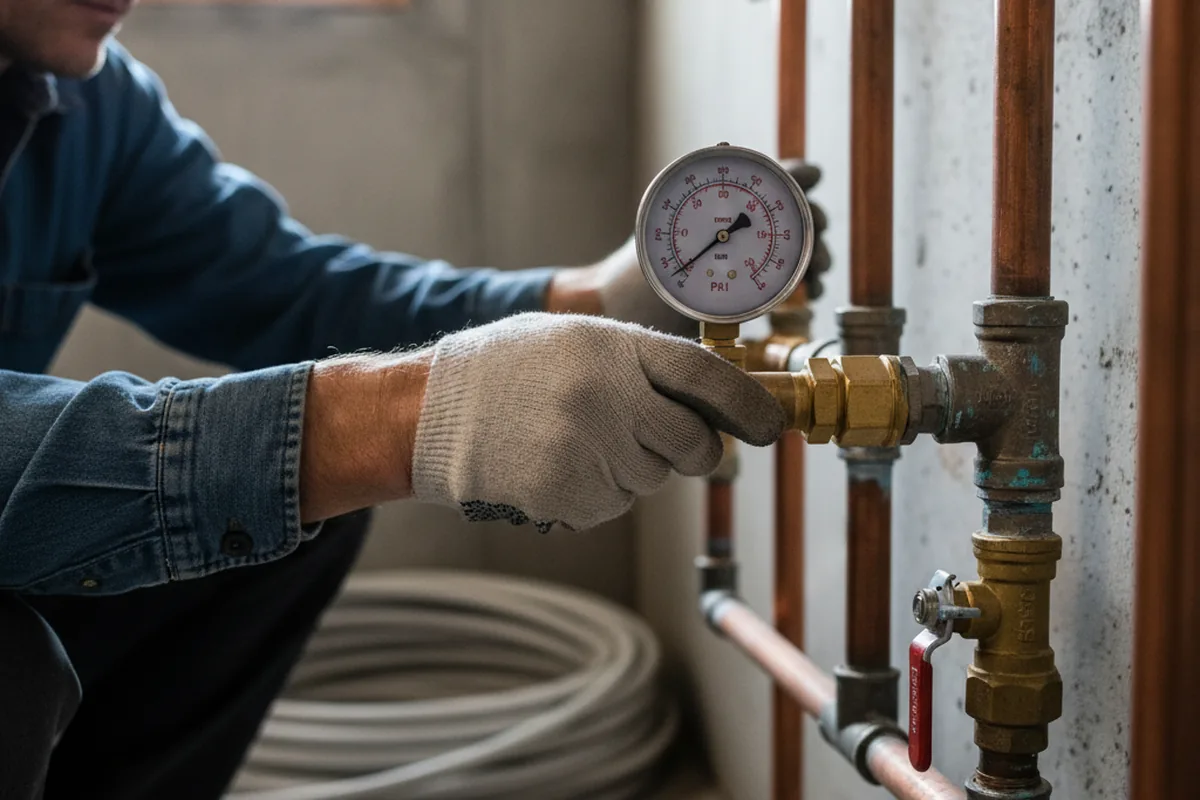 Pressure testing a repaired line during Water Line Repair in Bradyville